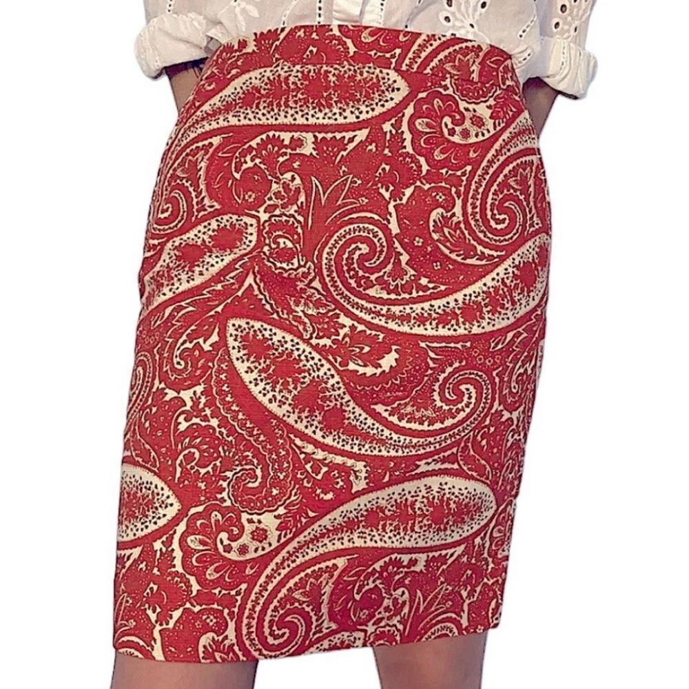 J. Crew The Pencil Skirt Paisley Coastal Print - Picture 1 of 7